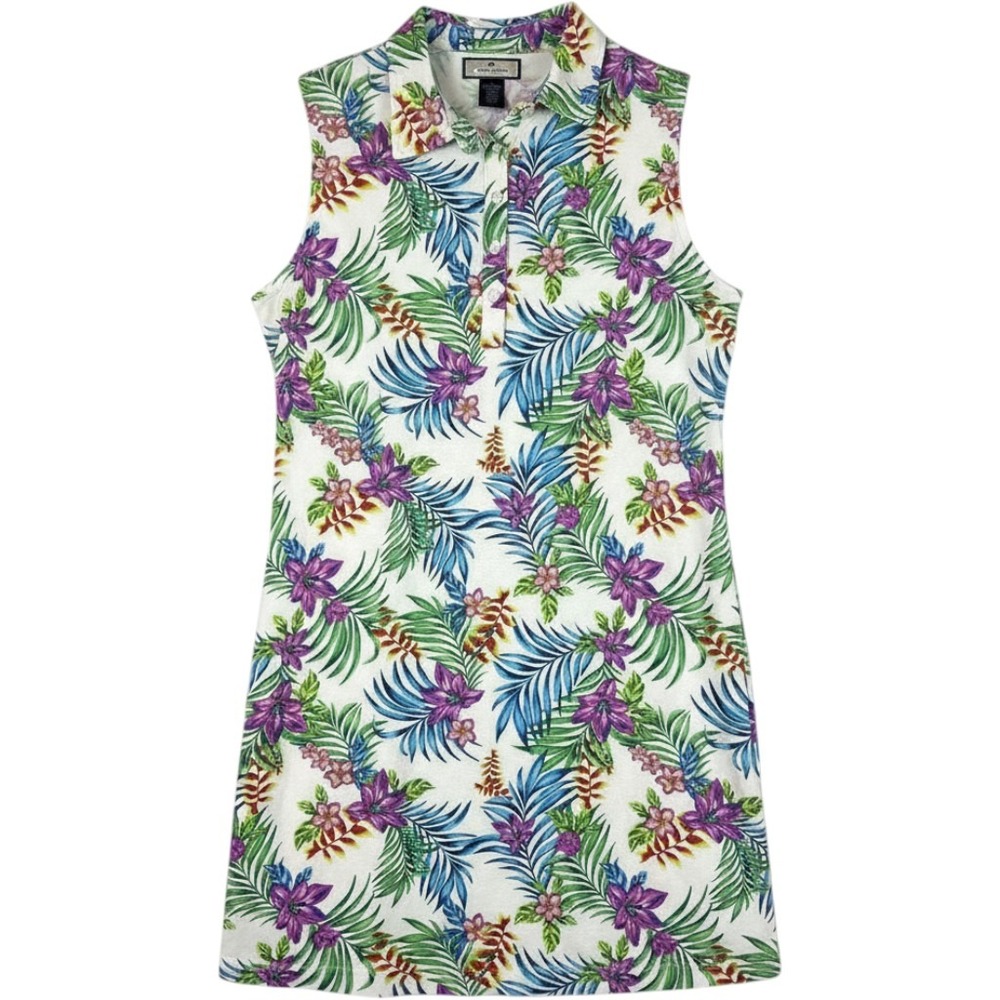 Island Collection Stella Parker Tropical‎ Floral Sleeveless Polo Dress Large